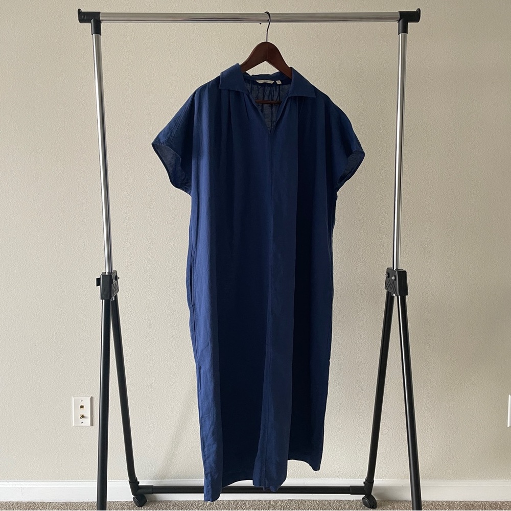 Uniqlo Linen Blend Short-Sleeve Kaftan Dress